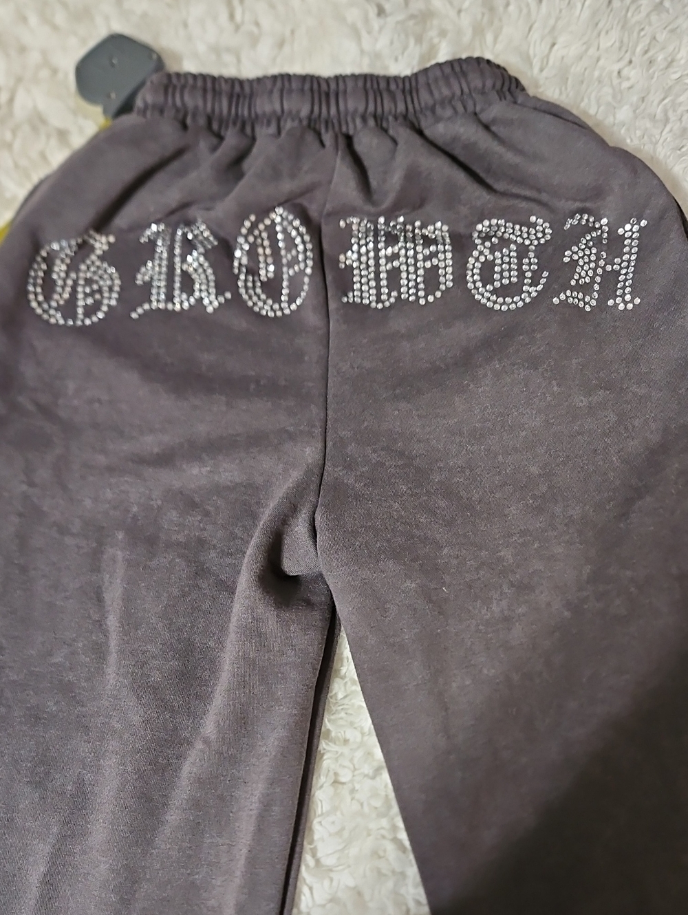 Crystal-Embellished Gray  Sweatpants
